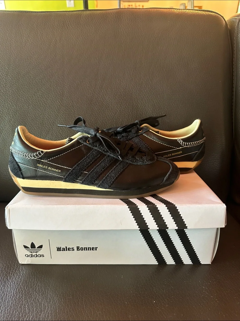 adidas Wales Bonner Black and Cream Low-Profile Sneakers